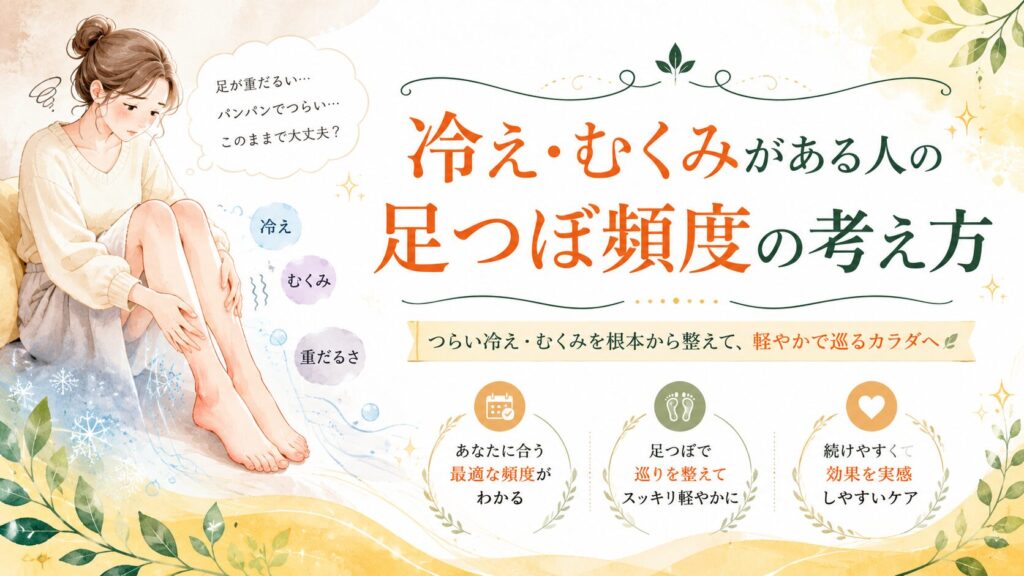 筑紫野で冷え・むくみに悩む人へ、足つぼ頻度の考え方を解説する健楽足つぼのアイキャッチ画像