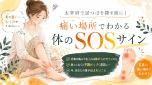 太宰府で足つぼを探す方へ、痛い場所やむくみから体のSOSサインに気づく女性向けアイキャッチ画像