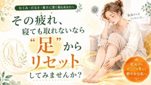 筑紫野の足つぼで寝ても取れない疲れやむくみを足元からリセットするイメージ画像