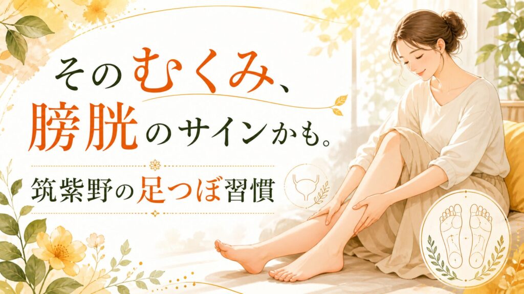 筑紫野の足つぼ習慣として、むくみと膀胱のサインをやさしく伝える女性向けアイキャッチ画像