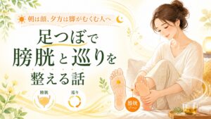 朝は顔、夕方は脚がむくむ人へ向けた、筑紫野の足つぼで膀胱と巡りを整える記事のアイキャッチ画像