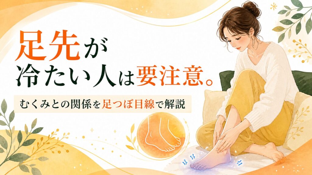 冷えとむくみの関係を足つぼ目線で解説する筑紫野の健楽足つぼアイキャッチ画像