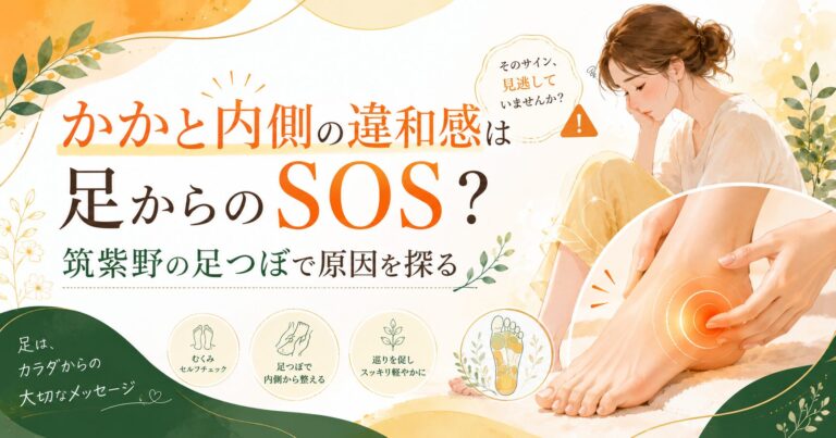 かかと内側の違和感は足からのSOS？筑紫野の足つぼで原因を探る