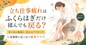 筑紫野の足つぼで立ち仕事疲れやむくみに根本ケアを行うイメージ画像