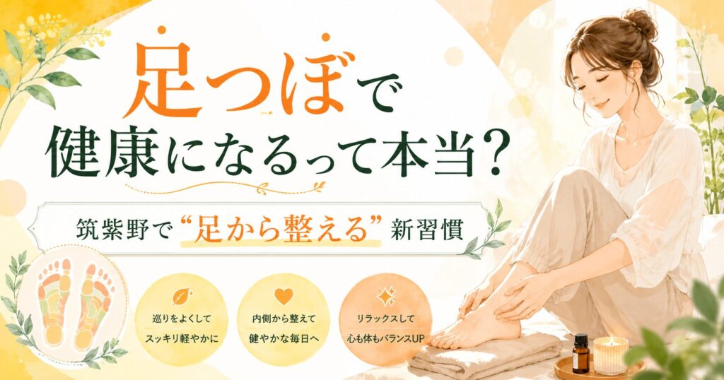 足つぼで健康になるって本当？筑紫野で足から整える新習慣を紹介する優しい雰囲気のアイキャッチ画像