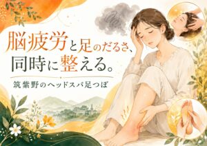 脳疲労と足のだるさに悩む女性へ、筑紫野でヘッドスパと足つぼを同時に受けられる健楽足つぼのアイキャッチ画像