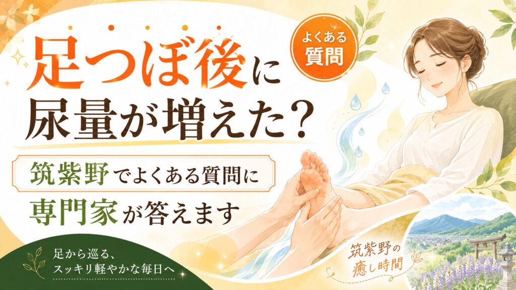 足つぼ後に尿量が増えた理由を筑紫野の専門家が解説する、女性向けのやさしい足つぼアイキャッチ画像