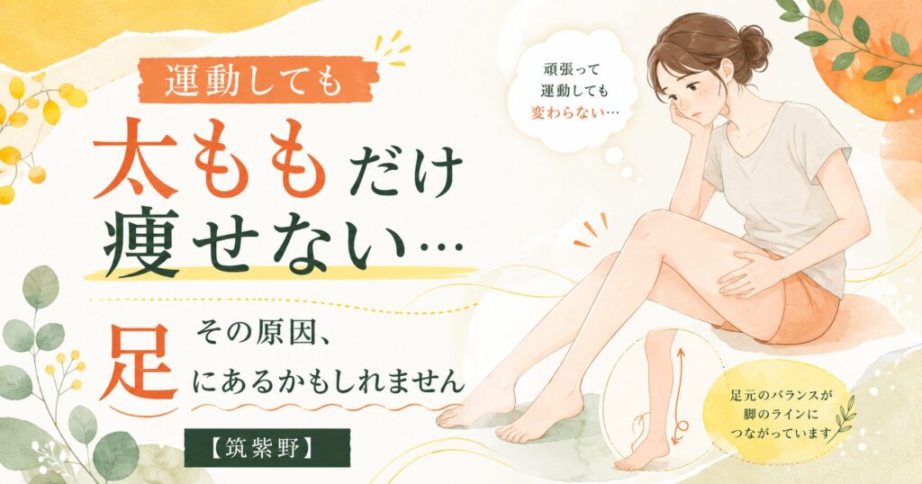 運動しても太ももだけ痩せない悩みと、足つぼで足元から原因を見直す筑紫野のアイキャッチ画像