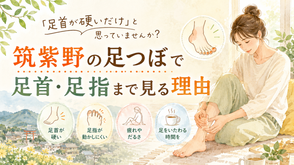 筑紫野の足つぼで足首の硬さと足指の動きに目を向けるイメージ