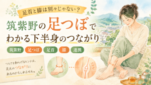 筑紫野の足つぼで足首と膝の連携や下半身のつながりを考える記事のアイキャッチ画像