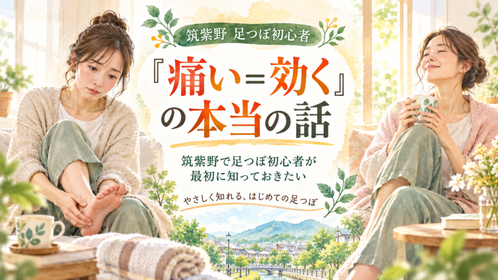 筑紫野で足つぼ初心者が知っておきたい「痛い=効く」の本当の話を紹介するアイキャッチ画像