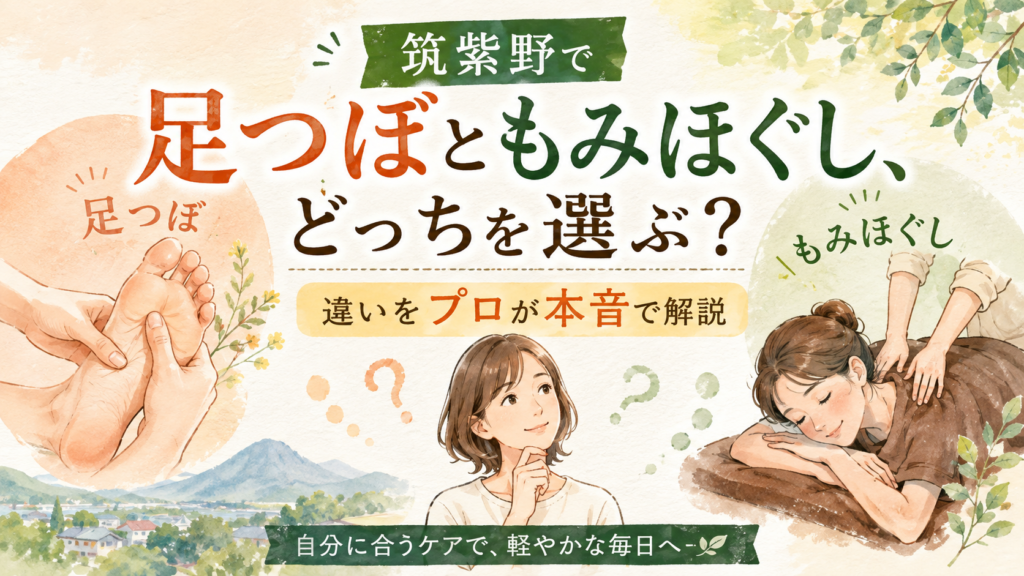 筑紫野で足つぼともみほぐしの違いを比較し、自分に合うケアを考える記事のアイキャッチ画像