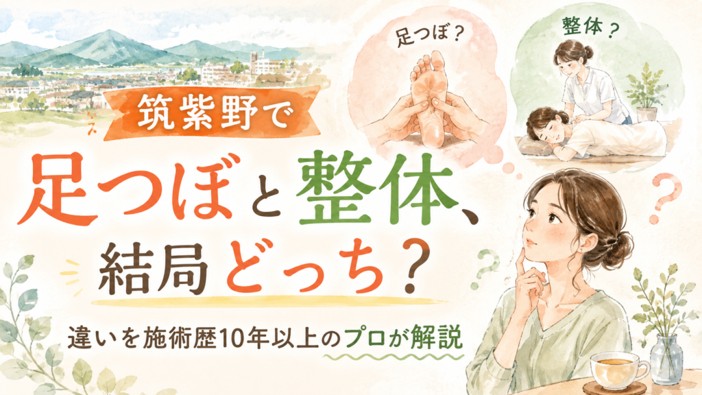 筑紫野で足つぼと整体の違いを比較し、自分に合うケアを考える女性向け記事のアイキャッチ画像