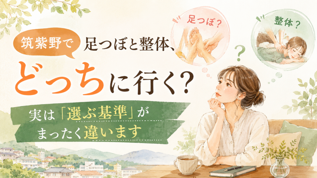 筑紫野で足つぼと整体の違いや選ぶ基準を紹介するアイキャッチ画像